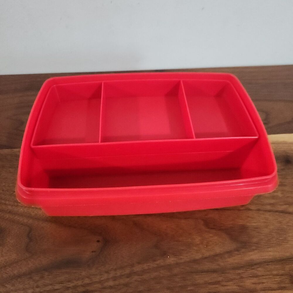 Tupperware Tuppercraft Vintage Stow N Go Craft Storage Lunch Container Red #767 - Picture 4 of 9
